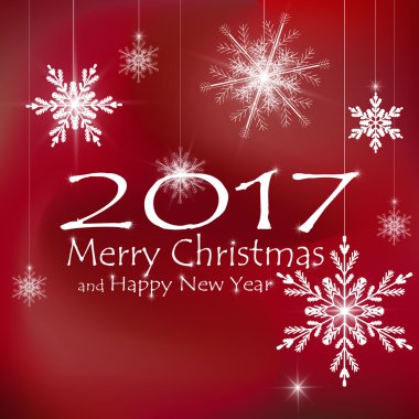 Mutlu Noeller ve mutlu yeni yıl kartı süslemeleri. Kırmızı arka planlar.