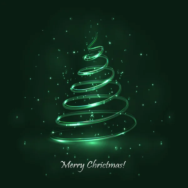 Árbol mágico de Navidad. Fondo verde . — Vector de stock