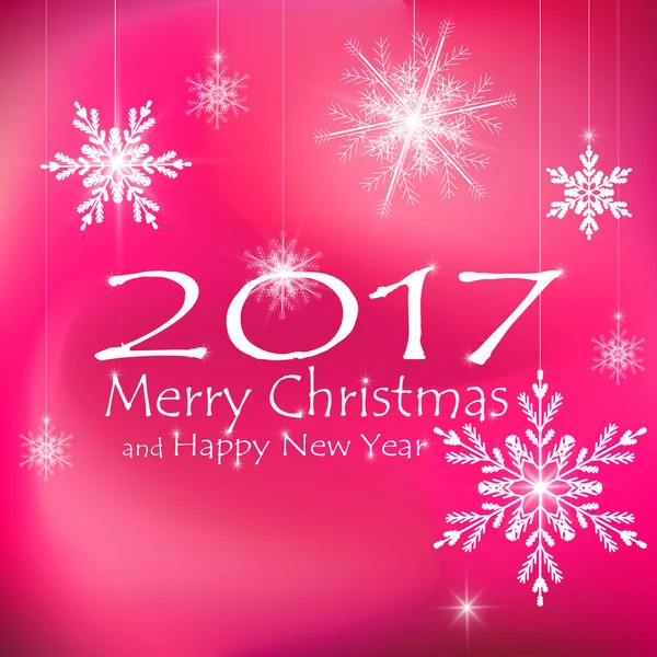 Merry Christmas and Happy New Year Card Decorations. Pink Backgrounds. — Stock Vector