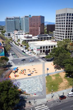 Downtown San Jose havai görünümü bir güneşli sabahı