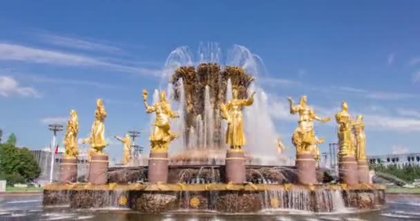 Fountain Friendship of Peoples at the Exhibition Centre. VDNH, Moscow, july 2016. — Stock Video