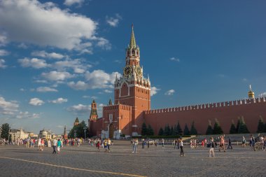 Moskova Kremlin, 2015. Kızıl Meydan. Spasskaya Kurtarıcılar saat kulesi.