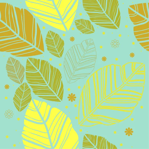 蓝色背景上的叶子 — 图库矢量图片