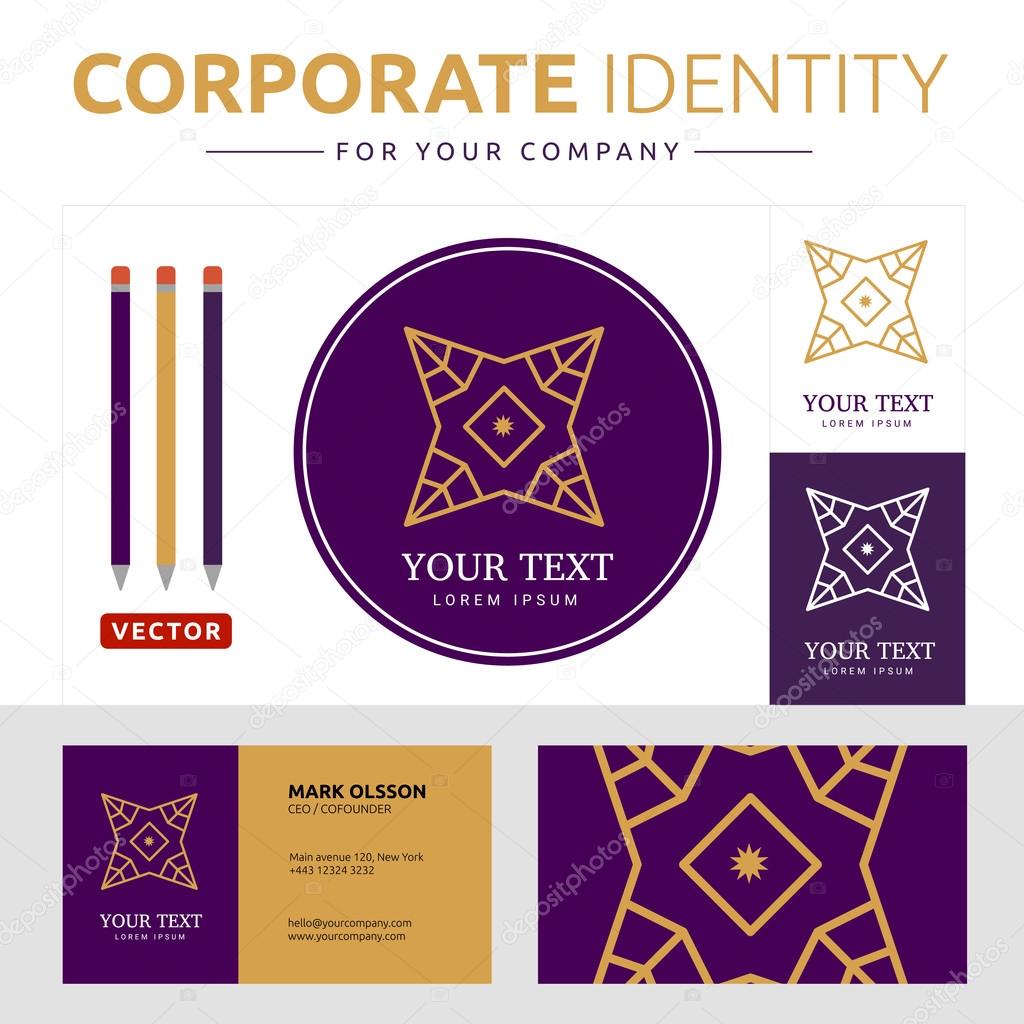 Element Logo Abstrait Avec Carte D Affaire Modele D Identite