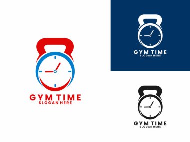 Çapraz uygun spor salonu tasarım vektör şablonu ile saat kombinasyonu. Fitness zamanı logo tasarımı