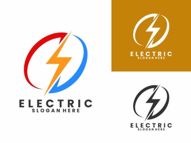 Daire çizgisi logo tasarım şablonu olan elektrik şimşeği