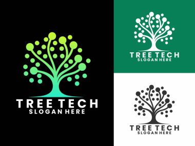 Ağaç teknolojisi logo tasarım vektör şablonu. Ağaç teknolojisi logo tasarım şablonu
