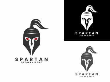 Spartalı miğfer logosu tasarım vektör şablonu. Spartalı baş logo tasarım vektörü