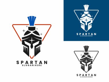 Üçgen logo tasarım şablonu olan Sparta miğferi. Sparta logo tasarım vektörü