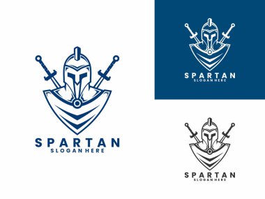 Spartalı savaşçı çizgisi sanat logosu tasarım vektör şablonu. Sparta logo tasarım vektör simgesi