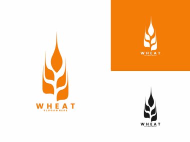 Basit buğday hasadı logo tasarım şablonu