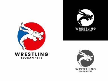 Çember logo tasarım şablonu ile güreş