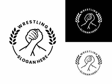Güreş klasik logo tasarım vektör şablonu