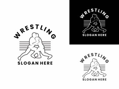 Soyut halka logosu tasarım şablonu ile güreşen sporcu