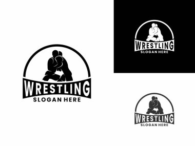 Güreş kulübü logosu tasarım vektör şablonu, Güreş logosu tasarım vektörü simgesi