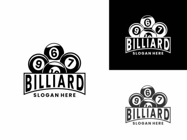 Basit bilardo topu logo tasarım vektör şablonu, bilardo spor kulübü logo tasarım vektörü