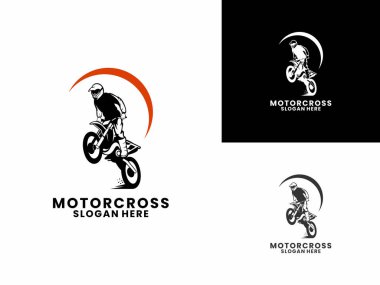 Motokros atlama tasarım vektör şablonu, Motocross logo vektörü.