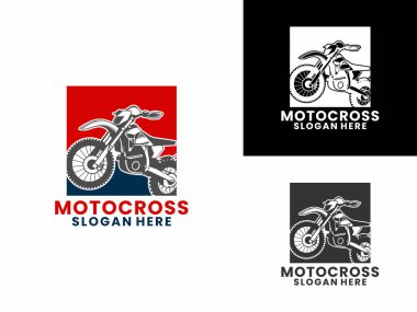 Kare logo tasarım vektör şablonu olan bir motokros. Motokros logo tasarım vektörü.