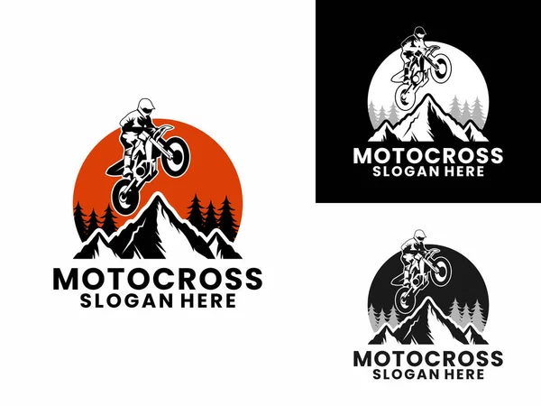 Daire ve dağ logosu tasarım şablonu Motocross logo vektörü.