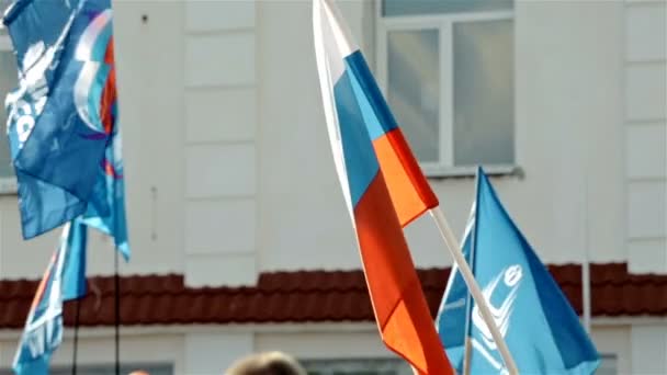 Russische vlag zwaaien in menigte — Stockvideo