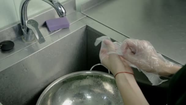 Close up shot washing fresh green cucumber — Stock Video