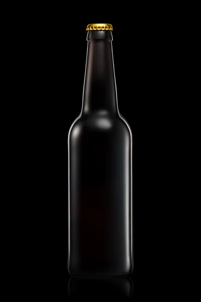 Bottle of beer or cider isolated on black background — Stock Photo, Image