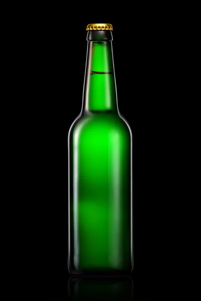 Bottle of beer or cider isolated on black background — Stock Photo, Image