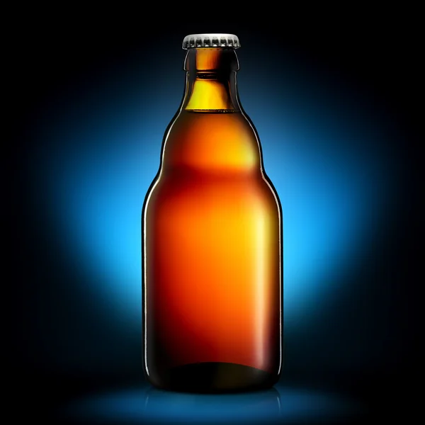 Bottle of beer or cider isolated on dark blue background — Stock Photo, Image