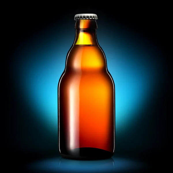 Bira veya koyu mavi arka plan üzerinde izole elma şarabı şişe — Stok fotoğraf