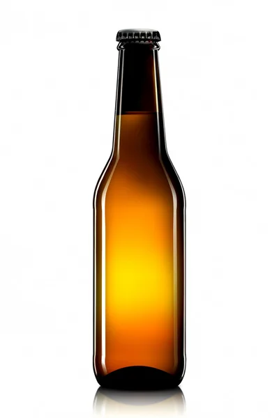 Бутылка пива или сидра на белом фоне — стоковое фото