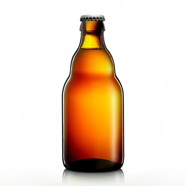Пляшка пива або сидру ізольована на білому тлі — стокове фото