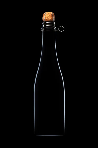 Silueta de botella de cerveza aislada sobre fondo negro —  Fotos de Stock