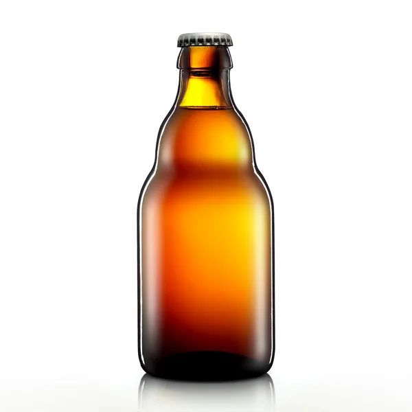 Garrafa de cerveja ou cidra isolada sobre fundo branco — Fotografia de Stock