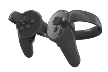 Çevrimiçi ve bulut oyunları için sanal gerçeklik kontrolörleri kırpma yolu ile beyaza izole edildi. Artırılmış gerçeklik ya da VR için 3B görüntüleme aygıtı