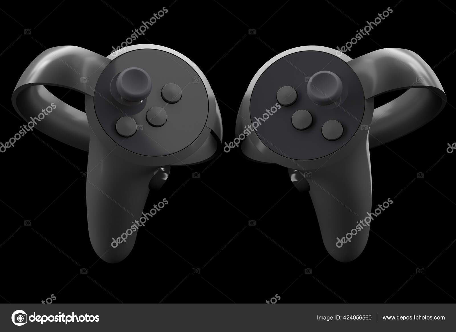 Controladores De Realidad Virtual Para Juegos En Linea Y En La Nube Aislados En Negro Foto De Stock C Cheersgroup 424056560