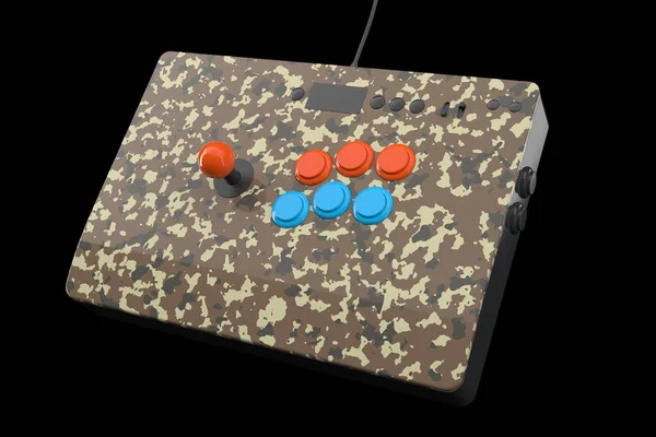 Máquina Juego Arcade Color Camuflaje Vintage Con Controladores Aislados Negro —  Fotos de Stock