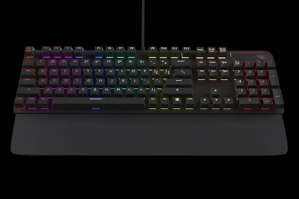 Clavier Ordinateur Noir Avec Couleur Rgb Isolé Sur Noir Avec — Photo