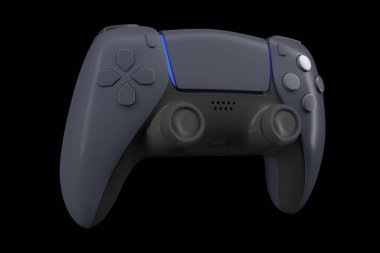 Gerçekçi video oyun denetleyici kırpma yolu ile siyah üzerinde izole. 3B görüntüleme ekipmanı ve oyun alanı çalışma alanı kavramı