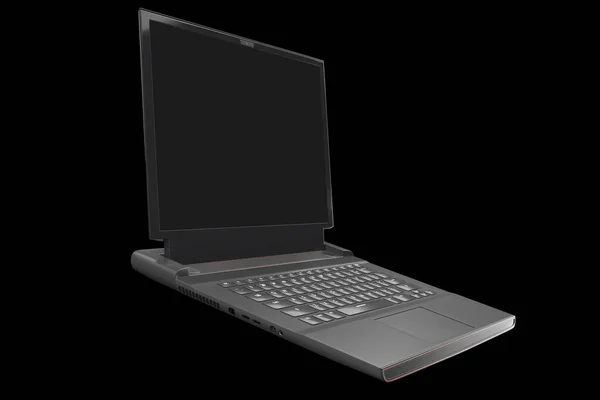 Rendering Laptop Gioco Moderno Con Luci Rgb Isolate Nero Con — Foto Stock