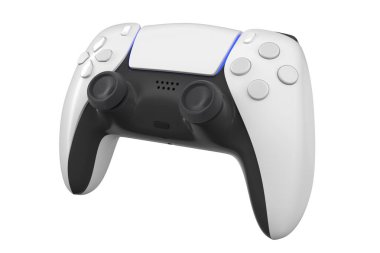 Gerçekçi video oyun denetleyici kırpma yolu ile beyaz üzerinde izole. 3B görüntüleme ekipmanı ve oyun alanı çalışma alanı kavramı