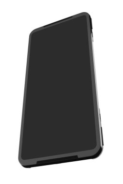 Boş ekranlı siyah akıllı telefonun ön görüntüsü, mobil oyun konsepti. 3 boyutlu görüntüleme kırpma yolu ile izole edildi