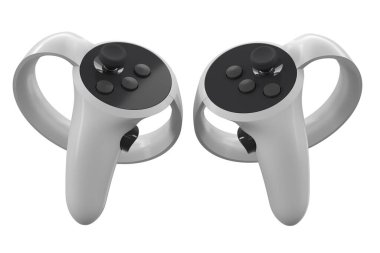 Çevrimiçi ve bulut oyunları için sanal gerçeklik kontrolörleri kırpma yolu ile beyaza izole edildi. Artırılmış gerçeklik ya da VR için 3B görüntüleme aygıtı