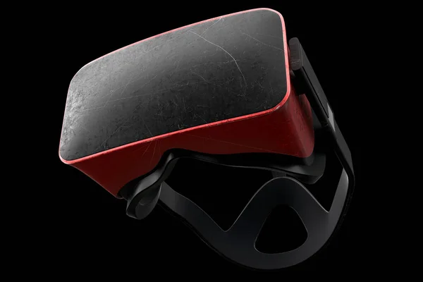 Óculos de realidade virtual usados conceitualmente com arranhões isolados em preto — Fotografia de Stock