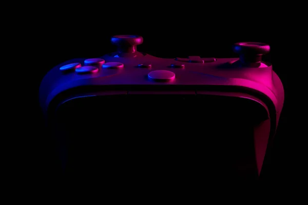 Realistico Controller Videogiochi Luci Neon Sfondo Nero Noir Rendering Streaming — Foto Stock