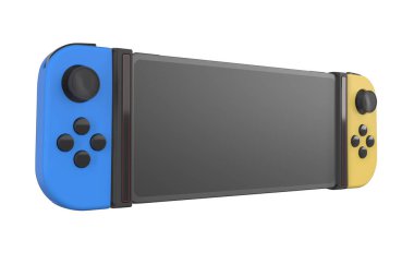 Cep telefonuna bağlı gerçekçi video oyun denetleyicileri beyaza izole edildi