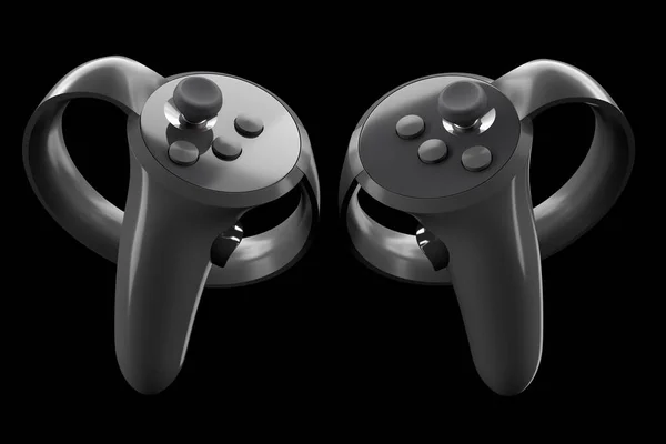 Virtual reality controllers for online and cloud gaming isolated on black with clipping path. 3D rendering of device for augmented reality or VR