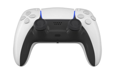 Gerçekçi video oyun denetleyici kırpma yolu ile beyaz üzerinde izole. 3B görüntüleme ekipmanı ve oyun alanı çalışma alanı kavramı