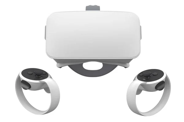 Gafas Realidad Virtual Controladores Para Juegos Línea Nube Aislados Blanco — Foto de Stock