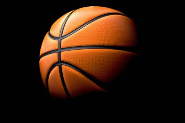 Siyah zemin üzerinde izole edilmiş basketbol topu