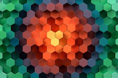 Kaotik altıgen yüzey çokgenlerinden oluşan soyut geometrik arkaplan.